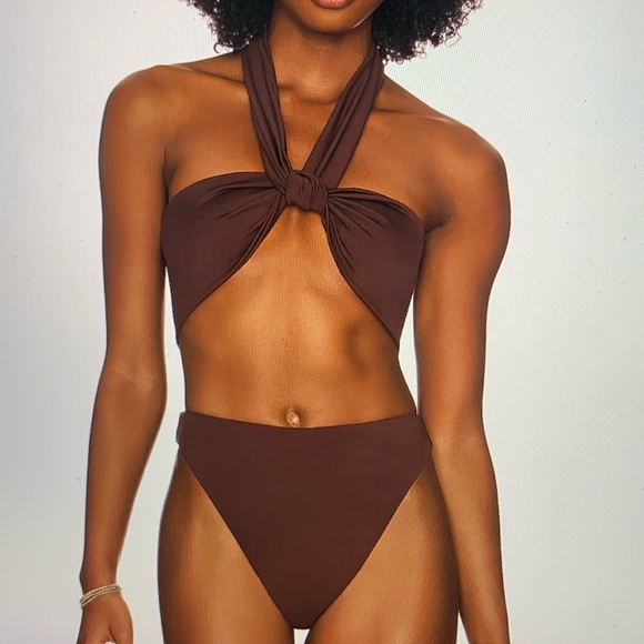 AEXAE Brown Wrap Tie Bikini Top - Picture 1 of 4